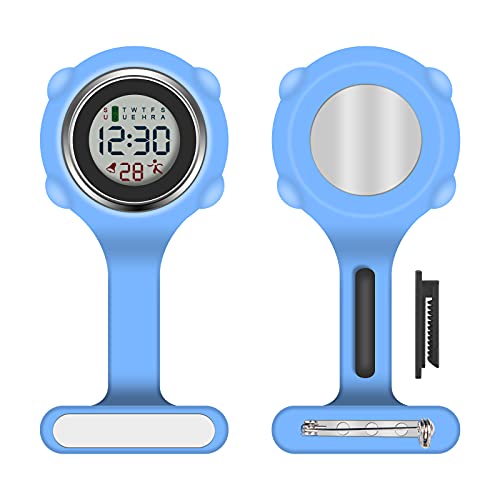 Vicloon Reloj Bolsillo Enfermera, Reloj Enfermera Digital Multifuncional,Puede Cronometrarse y Usarse como Despertador,Reloj Silicona Prendedor de Broche,Regalos para Medicos Enfermeras