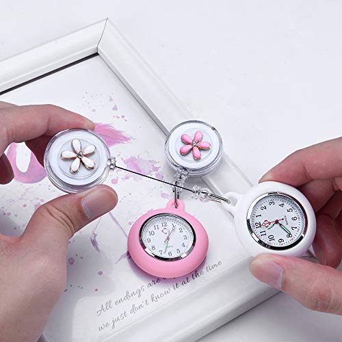 Vicloon Reloj de Enfermera con Broche, 2 Piezas Reloj de Bolsillo para Enfermera con Broche para Reloj Paraméd Nurse Fob, Retráctil Enfermería Fob Relojes, Regalo para Enfermera Doctor