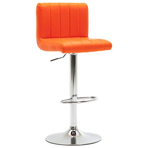 vidaXL 2X Taburetes de Cocina Acolchado Casa Pub Bistró Restaurante Asiento con Reposapiés con Respaldo Silla Alta de Bar Cuero Sintético Naranja