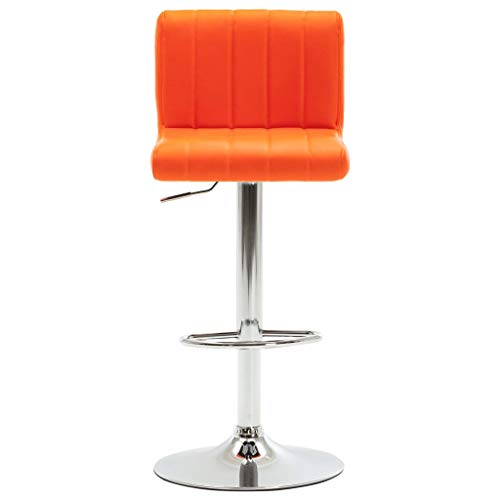 vidaXL 2X Taburetes de Cocina Acolchado Casa Pub Bistró Restaurante Asiento con Reposapiés con Respaldo Silla Alta de Bar Cuero Sintético Naranja