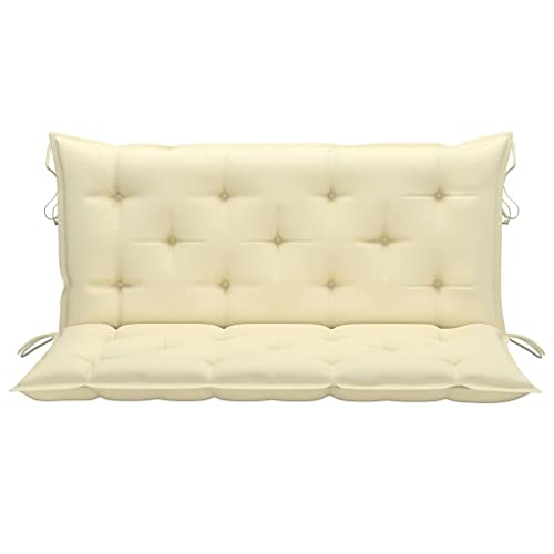 vidaXL Cojín para Balancín Almohada de Mecedora Columpio Hamaca Respaldo Silla Asiento Jardín Patio Terraza Balcón Exterior Tela Blanco Crema 120 cm