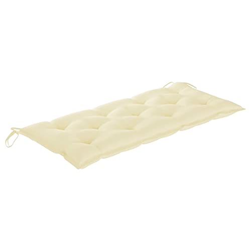 vidaXL Cojín para Balancín Almohada de Mecedora Columpio Hamaca Respaldo Silla Asiento Jardín Patio Terraza Balcón Exterior Tela Blanco Crema 120 cm