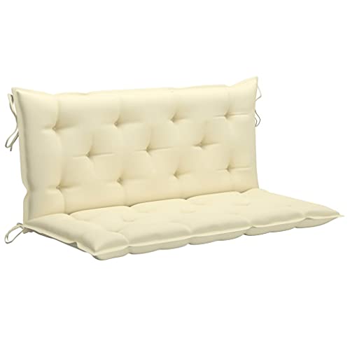 vidaXL Cojín para Balancín Almohada de Mecedora Columpio Hamaca Respaldo Silla Asiento Jardín Patio Terraza Balcón Exterior Tela Blanco Crema 120 cm