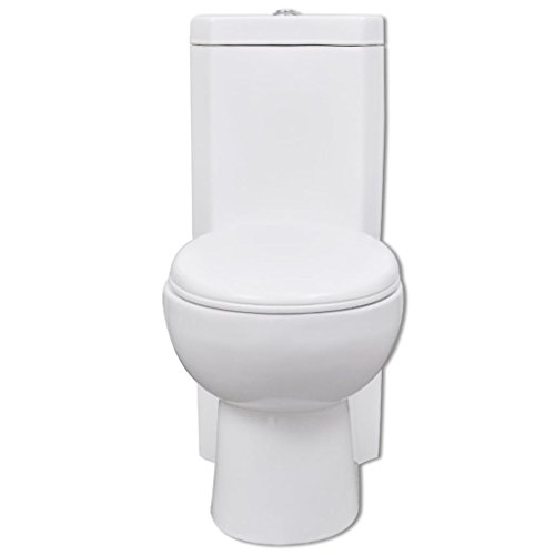 vidaXL Inodoro WC Cierre Suave Doble Cisterna Cerámica Váter Baño Blanco/Negro