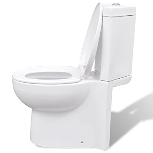 vidaXL Inodoro WC Cierre Suave Doble Cisterna Cerámica Váter Baño Blanco/Negro