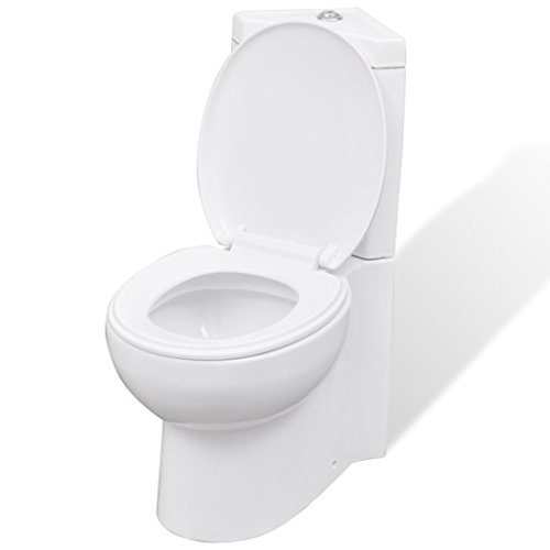 vidaXL Inodoro WC Cierre Suave Doble Cisterna Cerámica Váter Baño Blanco/Negro