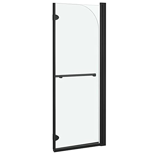 vidaXL Mampara de Ducha Plegable 2 Paneles Puerta Cabina Baño Cerramiento Partición Cubículo Apertura Central Cristal Seguridad ESG Negro 95x140 cm