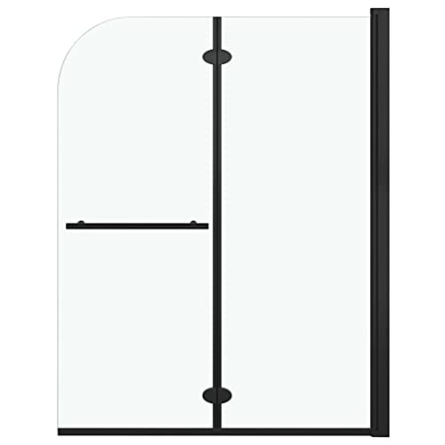 vidaXL Mampara de Ducha Plegable 2 Paneles Puerta Cabina Baño Cerramiento Partición Cubículo Apertura Central Cristal Seguridad ESG Negro 95x140 cm