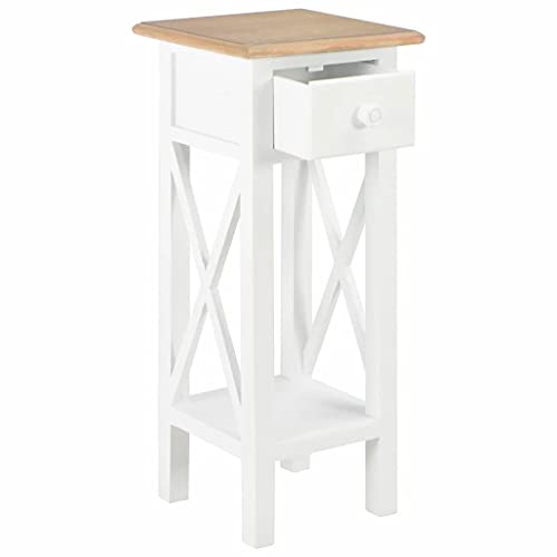 vidaXL Mesa Auxiliar Blanca con Cajon para teléfono