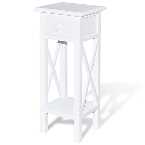 vidaXL Mesa Auxiliar Blanca con Cajon para teléfono