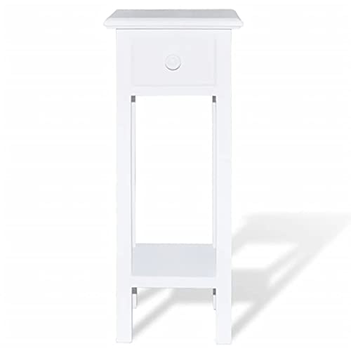 vidaXL Mesa Auxiliar Blanca con Cajon para teléfono