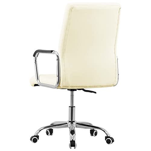 vidaXL Silla de Oficina Giratoria Sillón Asiento Mobiliario Ajustable Estudio Escritorio Videojuegos Despacho Ordenador de Tela Crema