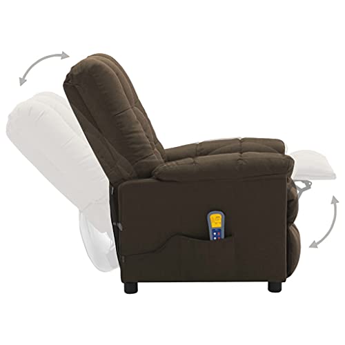 vidaXL Sillón Reclinable TV Masaje con Reposapiés Respaldo Ajustable Silla Asiento Salón Relax Mueble Elevador Ergonómico Cómoda de Tela Marrón