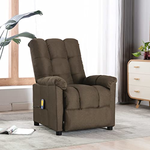 vidaXL Sillón Reclinable TV Masaje con Reposapiés Respaldo Ajustable Silla Asiento Salón Relax Mueble Elevador Ergonómico Cómoda de Tela Marrón