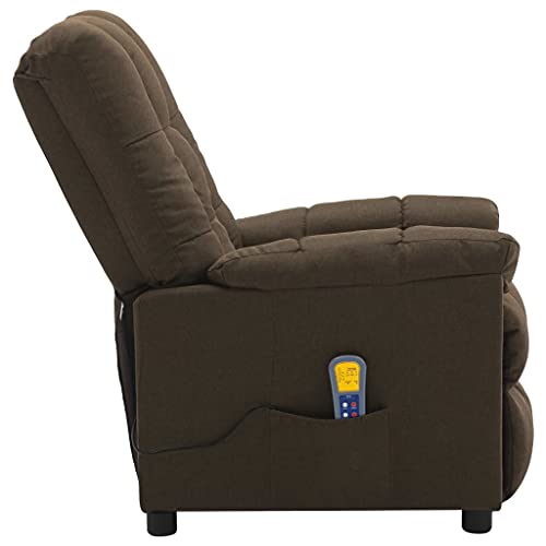 vidaXL Sillón Reclinable TV Masaje con Reposapiés Respaldo Ajustable Silla Asiento Salón Relax Mueble Elevador Ergonómico Cómoda de Tela Marrón