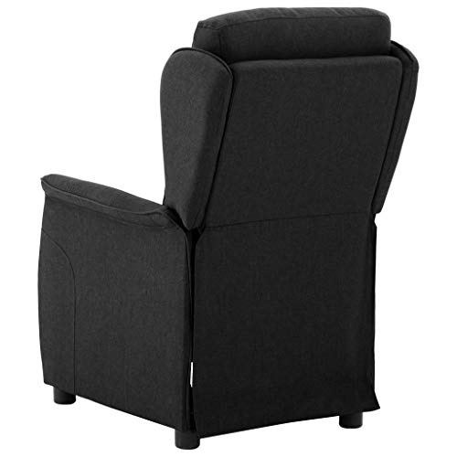 vidaXL Sillón Reclinable TV Reposapiés Respaldo Ajustable Silla Asiento Salón Oficina Relax Mueble Elevador Ergonómico Cómoda de Tela Negro