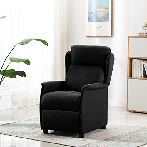 vidaXL Sillón Reclinable TV Reposapiés Respaldo Ajustable Silla Asiento Salón Oficina Relax Mueble Elevador Ergonómico Cómoda de Tela Negro