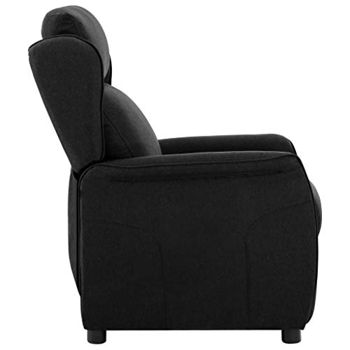 vidaXL Sillón Reclinable TV Reposapiés Respaldo Ajustable Silla Asiento Salón Oficina Relax Mueble Elevador Ergonómico Cómoda de Tela Negro