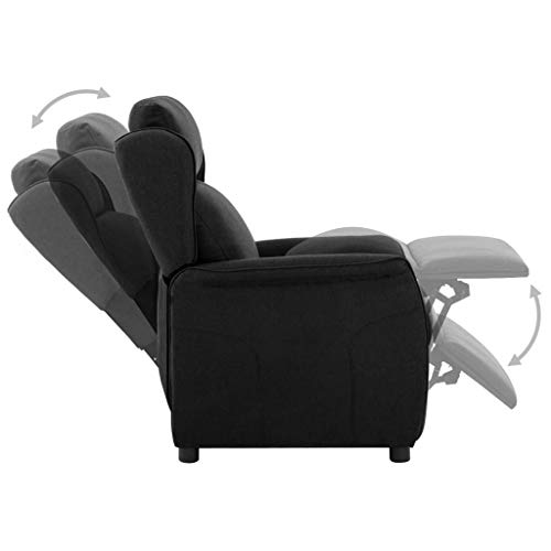 vidaXL Sillón Reclinable TV Reposapiés Respaldo Ajustable Silla Asiento Salón Oficina Relax Mueble Elevador Ergonómico Cómoda de Tela Negro