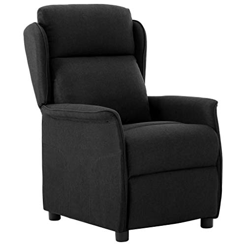 vidaXL Sillón Reclinable TV Reposapiés Respaldo Ajustable Silla Asiento Salón Oficina Relax Mueble Elevador Ergonómico Cómoda de Tela Negro