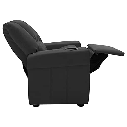 vidaXL Sillón TV Reclinable Respaldo Ajustable Reposapiés Silla Asiento Salón Oficina Muebles Relajante Ergonómico Cuero Sintético Negro