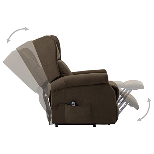 vidaXL Sillón TV Sistema de Elevación Reclinable Silla Levantapersonas Relax Mueble Balanceador Elevador Ergonómico Cómoda Tela Marrón