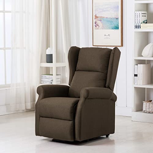 vidaXL Sillón TV Sistema de Elevación Reclinable Silla Levantapersonas Relax Mueble Balanceador Elevador Ergonómico Cómoda Tela Marrón