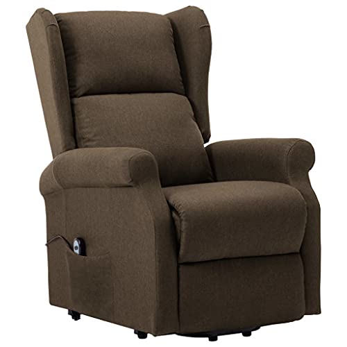 vidaXL Sillón TV Sistema de Elevación Reclinable Silla Levantapersonas Relax Mueble Balanceador Elevador Ergonómico Cómoda Tela Marrón