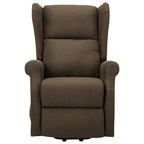 vidaXL Sillón TV Sistema de Elevación Reclinable Silla Levantapersonas Relax Mueble Balanceador Elevador Ergonómico Cómoda Tela Marrón