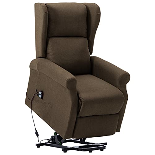 vidaXL Sillón TV Sistema de Elevación Reclinable Silla Levantapersonas Relax Mueble Balanceador Elevador Ergonómico Cómoda Tela Marrón