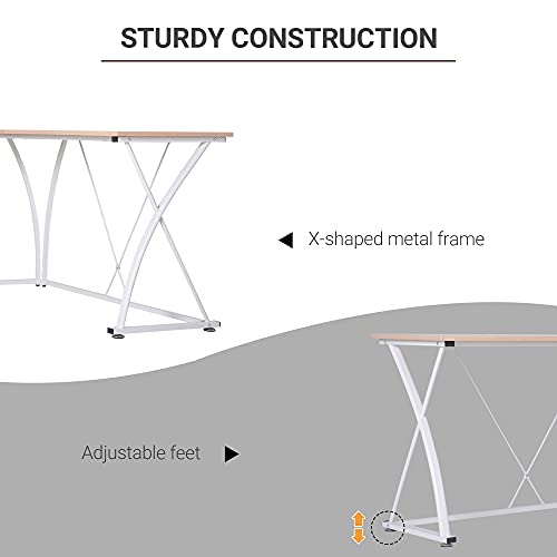 Vinsetto Mesa de Ordenador Escritorio para PC Oficina Hogar Mesa Esquinera de Forma L 142x142x76cm Marco Acero