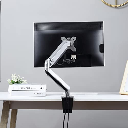 Vinsetto Soporte Monitor para Pantalla LCD LED de 13"-32" VESA 75/100 mm con Brazo de Resorte de Gas Giratorio 360° Altura Ajustable 2 Opciones de Montaje 50x11x19,5-47,5 cm Plata