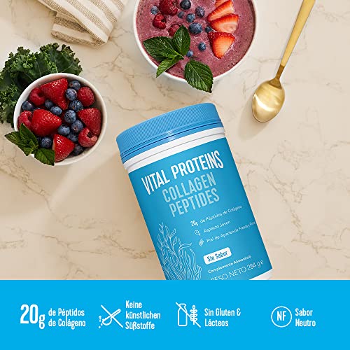 Vital Proteins Colageno en Polvo, Collagen Peptides Criados en Pastos, Colágeno Hidrolizado sin Sabor Ideal para Dietas Paleo, Cetogénica, Whole30, sin Glúten, 284g