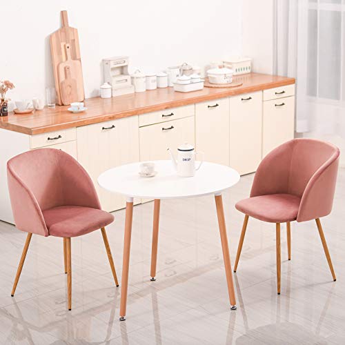 Vittorio meda Sillas de Comedor Silla de Salón Terciopelo Silla de Cocina con Reposabrazos y Patas de Metal (Rosa, 2)