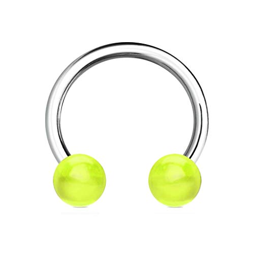 viva-adorno Universal Herradura Piercing Acero Quirúrjico 316L UV Bolas Septum, Labio, Ceja, Nariz Z303 - Amarillo