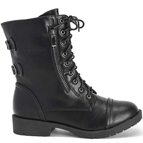 Viva - Botas de media caña con bolsillo exterior y cremallera para mujer, color Negro, talla 37 EU