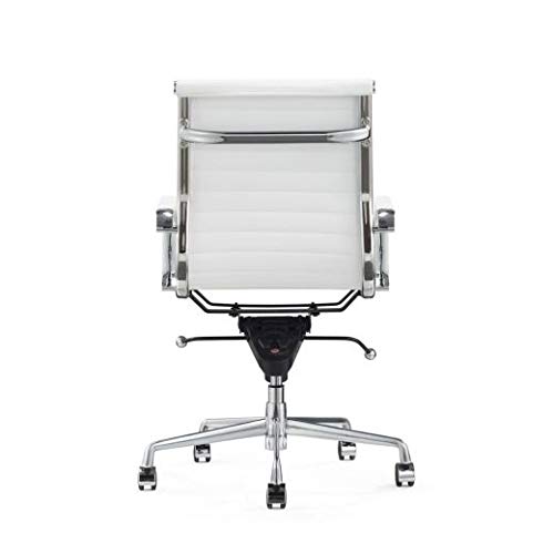 Vivol Silla de escritorio de diseño - Valencia - Silla de oficina ergonómica de piel - Silla de oficina 150 kg - Silla giratoria con ruedas y reposabrazos - Silla Buro (blanco)