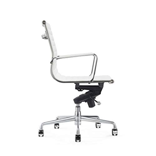 Vivol Silla de escritorio de diseño - Valencia - Silla de oficina ergonómica de piel - Silla de oficina 150 kg - Silla giratoria con ruedas y reposabrazos - Silla Buro (blanco)