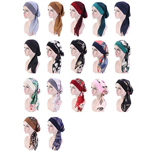 Vobozeany Mujer Sombrero Quimioterapia Turbante Cancer Pañuelo para la Cabeza de Seda Elástica Gorro Beanie Diadema Bandana para Noche Pèrdida de Pelo Cabello