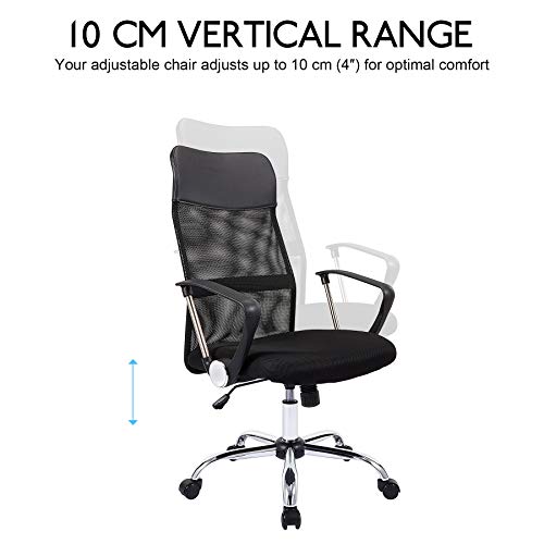 VONLUCE Silla de Oficina Giratoria 360° para Ordenador Silla de Escritorio con Ruedas, Resplado Alto y Altura Ajustable Silla de Trabajo con Capacidad 150kg Color Negro