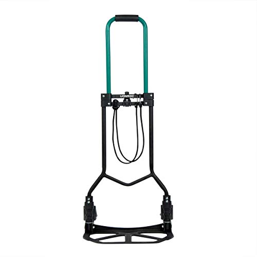 VONROC Carretilla de mano - Plegable - Plataforma de carga con antideslizante - Capacidad de carga máxima 80 kg. - Incluye cuerda de expansión