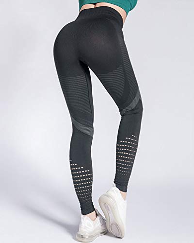 Voqeen Leggings Deportivos Mujer Cintura Alta Pantalones De Yoga De Malla para Running Training Fitness Estiramiento y Pilates