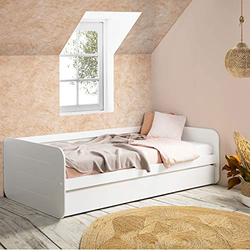 VS Venta-stock Cama Nido Juvenil Cora 90X190, Color Blanco, Dimensiones: 195cm (Largo), 106cm (Ancho) y 62cm (Alto)