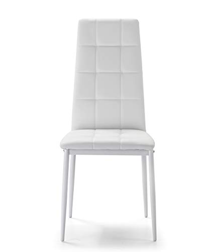 VS Venta-stock Set de 4 sillas Comedor Chelsea tapizadas Blanco, certificada por la SGS, 42 cm (Ancho) x 51 cm (Profundo) x 97 cm (Alto)