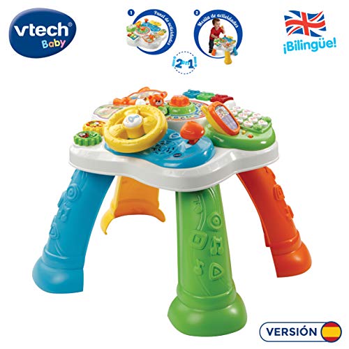 VTech - Mesita Estrella Bilingüe, Mesa de Actividades con 6 áreas Diferentes para favorecer el Desarrollo de la motricidad Fina, español-inglés, más de 65 Canciones, Frases y melodías