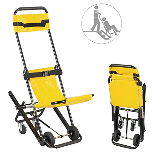 WANJIA Camilla de Escalera, Silla de Ruedas de aleación de Aluminio sobre orugas para Subir y Bajar escaleras, Silla de evacuación de Bombero de Ambulancia de Emergencia Plegable portátil,Amarillo