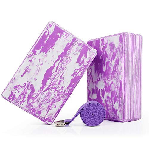 WayEee Bloques de Yoga 2 Unidades Yoga Block de Espuma EVA de Alta Densidad Ladrillo Yoga para Mejorar la Fuerza y Ayudar en el Equilibrio y la Flexibilidad Yoga Pilates Amantes (Violeta)