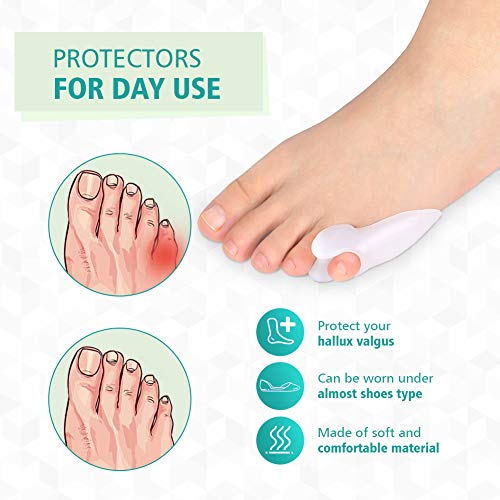 Wchiuoe Separadores de dedos del pie, corrector de gel para juanetes, Hallux valgus ayuda férula para alivio del dolor de pies cansados para mujeres y hombres 1 par (Tres pares)