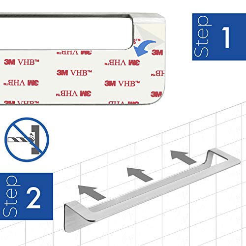 WEISSENSTEIN Balda baño sin Taladro 24cm | Repisa baño Acero Inoxidable | Balda adhesiva baño Grande