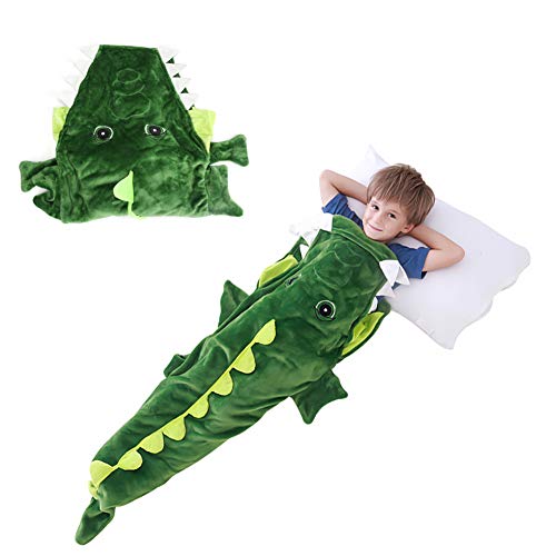 Welltop Manta de Dormir de Cocodrilo para Niños, Manta de Cocodrilo Suave y Cálida, Saco de Dormir de Cocodrilo para Bebé Duradero, Manta de Cola para Niños de 3 a 10 Años, 61.0''x19.7 '' (155x50 cm)